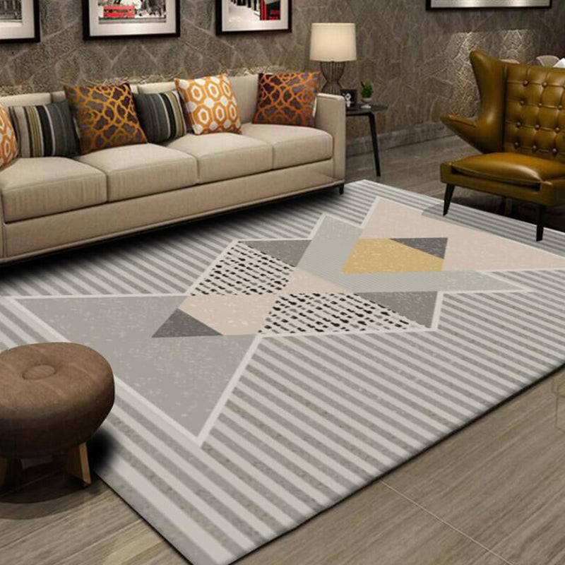 Multi-Color Living Room Rug Simple Geo Printed Carpet Cotton Blend Pet Friendly Machine Washable Rug Pink Clearhalo 'Area Rug' 'Modern' 'Rugs' Rug' 2225748