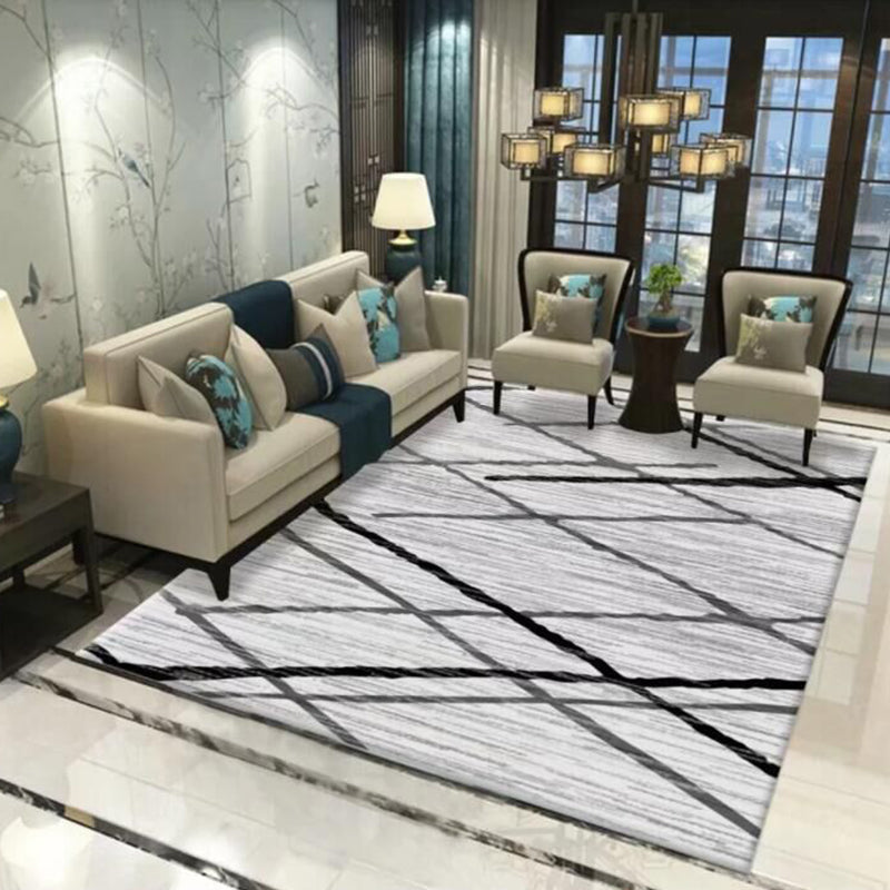 Multi-Color Living Room Rug Simple Geo Printed Carpet Cotton Blend Pet Friendly Machine Washable Rug Light Gray Clearhalo 'Area Rug' 'Modern' 'Rugs' Rug' 2225749