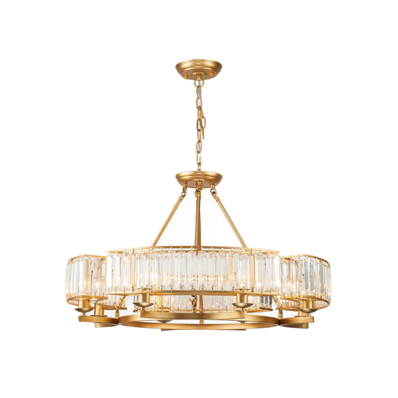 6/8 Bulbs Round Hanging Chandelier Contemporary Crystal Suspension Light in Gold with Adjustable Chain Clearhalo 'Ceiling Lights' 'Chandeliers' 'Modern Chandeliers' 'Modern' Lighting' 222575