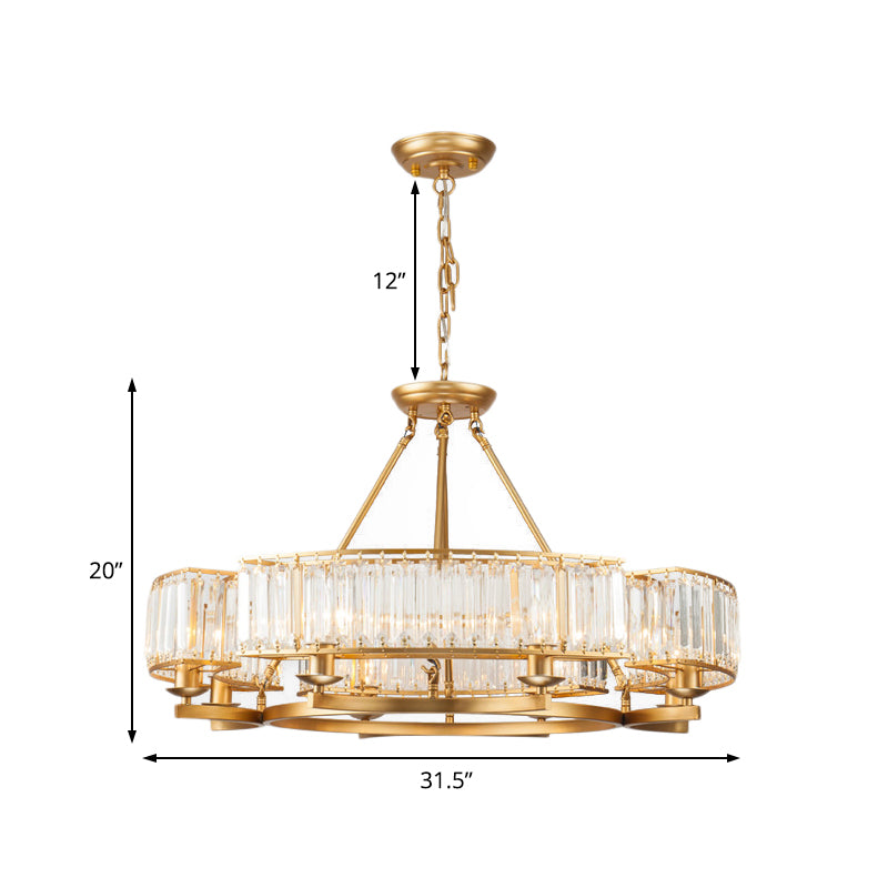 6/8 Bulbs Round Hanging Chandelier Contemporary Crystal Suspension Light in Gold with Adjustable Chain Clearhalo 'Ceiling Lights' 'Chandeliers' 'Modern Chandeliers' 'Modern' Lighting' 222576