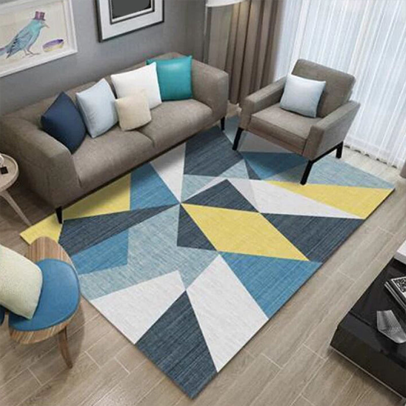 Western Bedroom Rug Multi Colored Geometric Print Carpet Cotton Blend Pet Friendly Easy Care Rug Dark Blue Clearhalo 'Area Rug' 'Modern' 'Rugs' Rug' 2225822