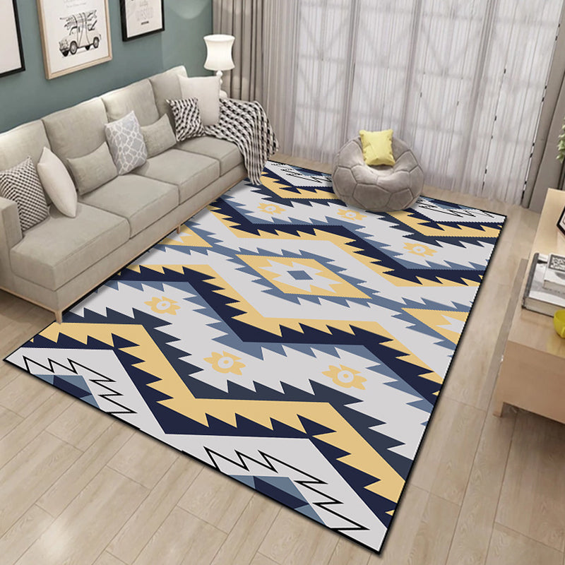 Contemporary Living Room Rug Multi-Colored Geo Patterned Carpet Synthetics Pet Friendly Machine Washable Rug White-Yellow Clearhalo 'Area Rug' 'Modern' 'Rugs' Rug' 2225876