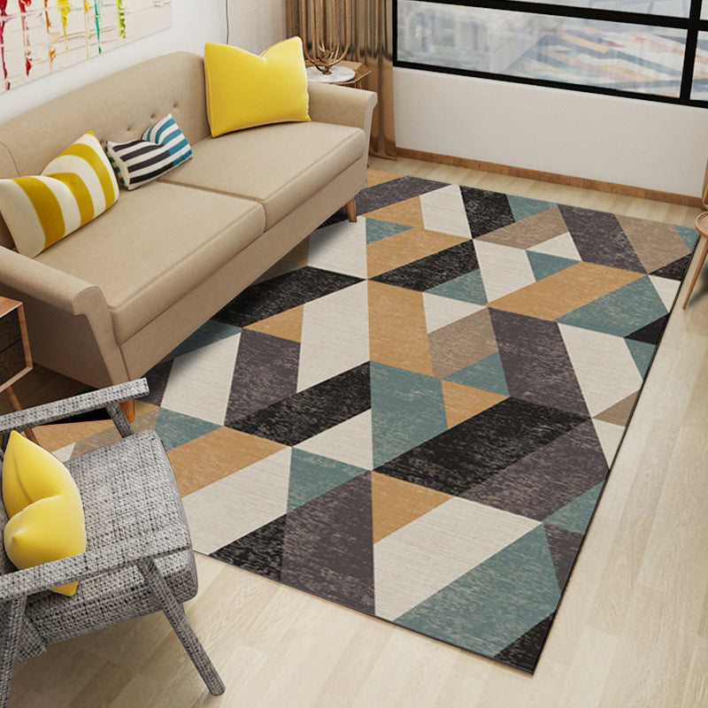 Nordic Abstract Print Rug Multicolor Polyster Area Rug Anti-Slip Backing Stain-Resistant Carpet for Living Room Dark Brown Clearhalo 'Area Rug' 'Modern' 'Rugs' Rug' 2225915