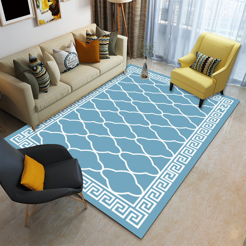 Nordic Abstract Print Rug Multicolor Polyster Area Rug Anti-Slip Backing Stain-Resistant Carpet for Living Room Sky Blue Clearhalo 'Area Rug' 'Modern' 'Rugs' Rug' 2225916