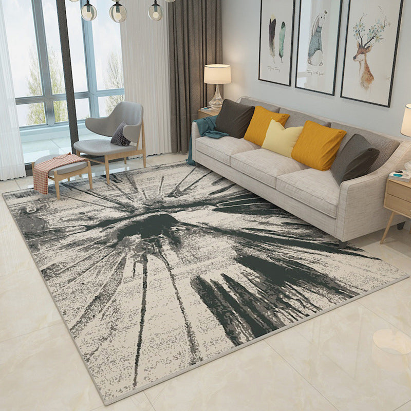 Nordic Abstract Print Rug Multicolor Polyster Area Rug Anti-Slip Backing Stain-Resistant Carpet for Living Room Gray-Black Clearhalo 'Area Rug' 'Modern' 'Rugs' Rug' 2225921