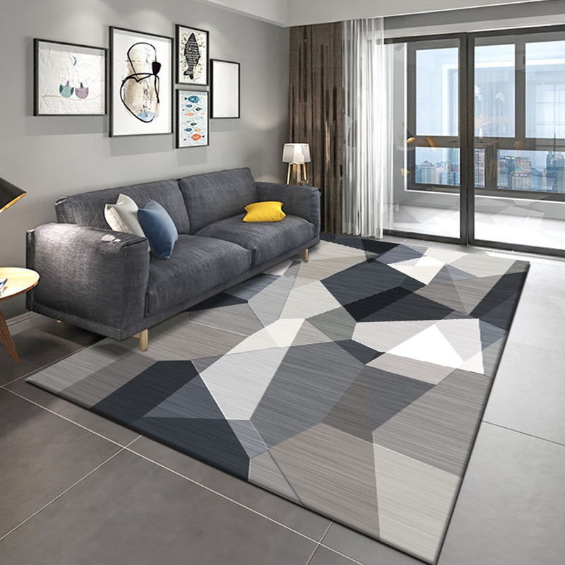 Simple Geo Print Rug Multi-Color Modern Indoor Rug Cotton Blend Non-Slip Backing Pet Friendly Carpet for Parlor Gray-White Clearhalo 'Area Rug' 'Modern' 'Rugs' Rug' 2225926