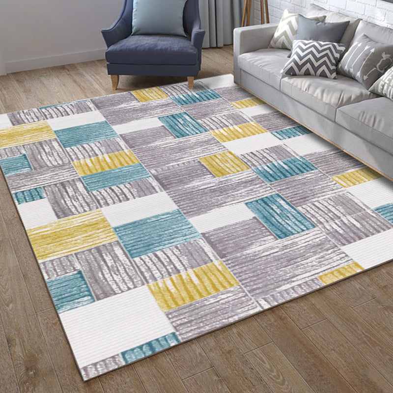 Classic Geo Print Rug Multi Colored Polyster Area Rug Anti-Slip Backing Pet Friendly Washable Carpet for Parlor Gray-Yellow Clearhalo 'Area Rug' 'Modern' 'Rugs' Rug' 2225948