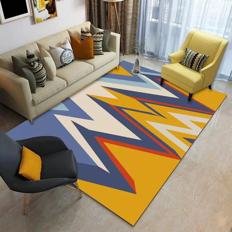 Classic Geo Print Rug Multi Colored Polyster Area Rug Anti-Slip Backing Pet Friendly Washable Carpet for Parlor Dark Yellow Clearhalo 'Area Rug' 'Modern' 'Rugs' Rug' 2225956