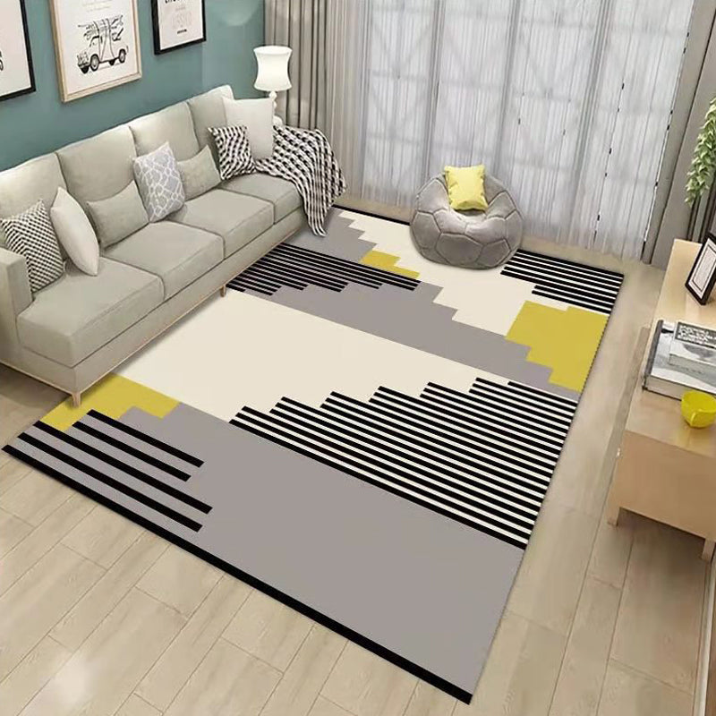 Classic Geo Print Rug Multi Colored Polyster Area Rug Anti-Slip Backing Pet Friendly Washable Carpet for Parlor Yellow Clearhalo 'Area Rug' 'Modern' 'Rugs' Rug' 2225957