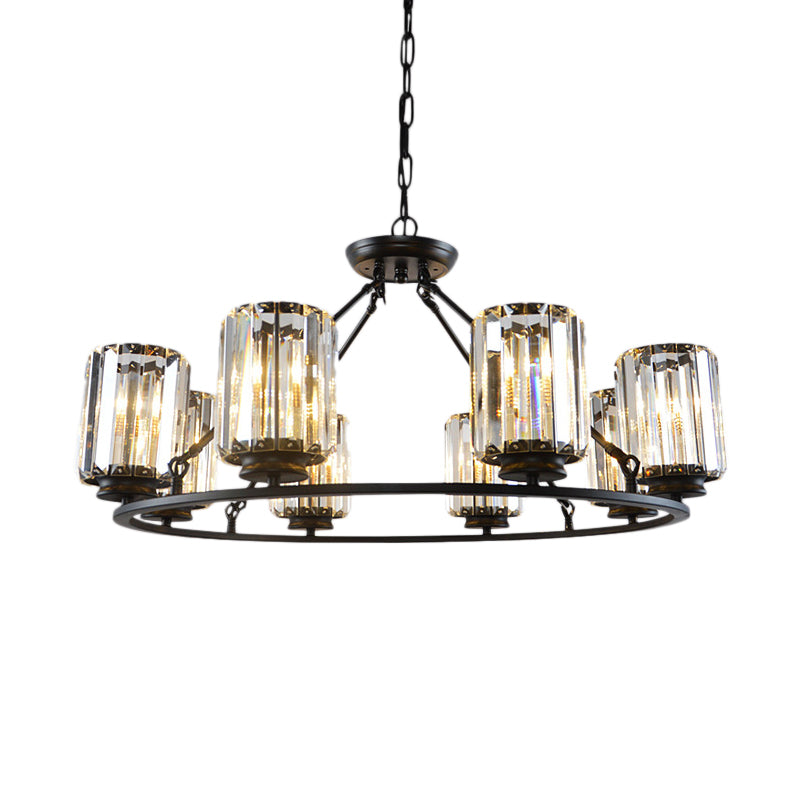 Black Round Ceiling Chandelier Contemporary Crystal 4/6/8 Lights Pendant Light Fixture with Adjustable Chain Clearhalo 'Ceiling Lights' 'Chandeliers' 'Modern Chandeliers' 'Modern' Lighting' 222596