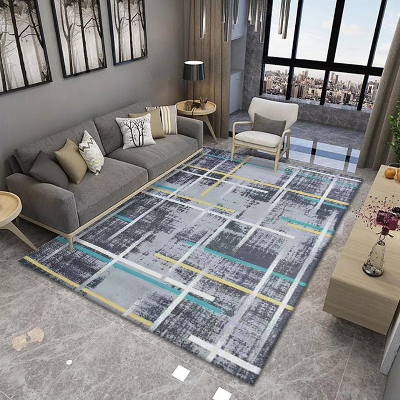 Classic Geo Print Rug Multi Colored Polyster Area Rug Anti-Slip Backing Pet Friendly Washable Carpet for Parlor Dark Gray Clearhalo 'Area Rug' 'Modern' 'Rugs' Rug' 2225964