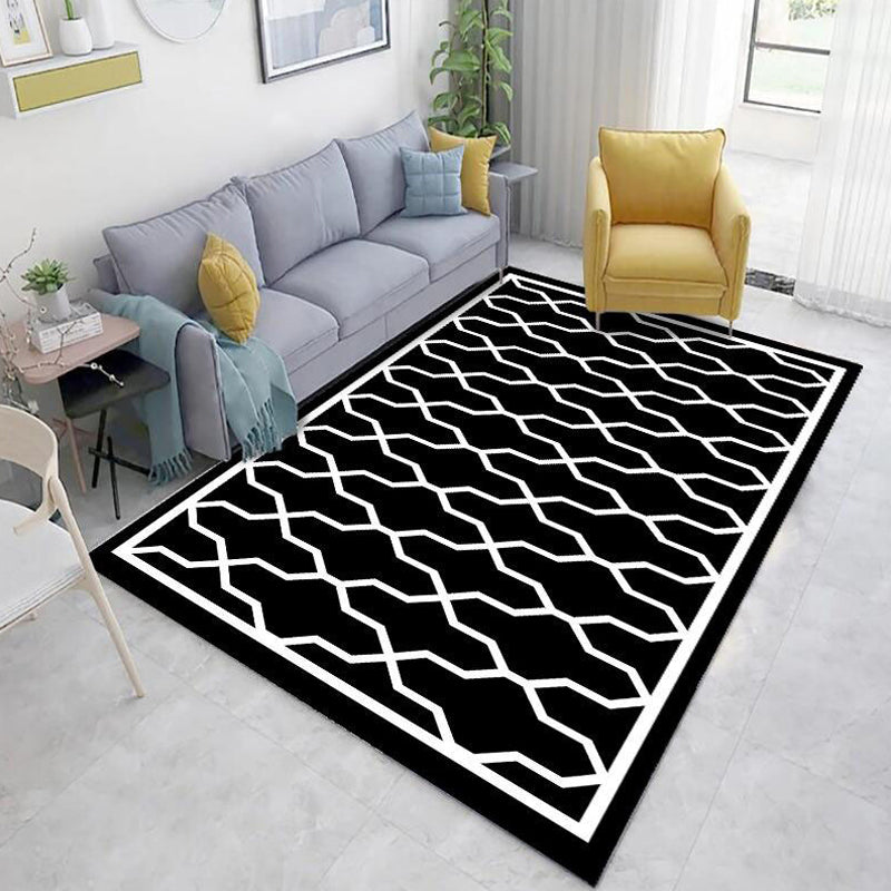 Classic Geo Print Rug Multi Colored Polyster Area Rug Anti-Slip Backing Pet Friendly Washable Carpet for Parlor Black Clearhalo 'Area Rug' 'Modern' 'Rugs' Rug' 2225965