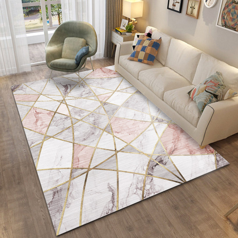 Classic Geo Print Rug Multi Colored Polyster Area Rug Anti-Slip Backing Pet Friendly Washable Carpet for Parlor Pink Clearhalo 'Area Rug' 'Modern' 'Rugs' Rug' 2225969