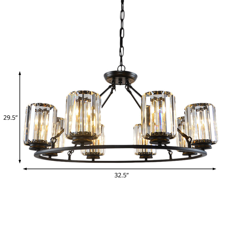 Black Round Ceiling Chandelier Contemporary Crystal 4/6/8 Lights Pendant Light Fixture with Adjustable Chain Clearhalo 'Ceiling Lights' 'Chandeliers' 'Modern Chandeliers' 'Modern' Lighting' 222597