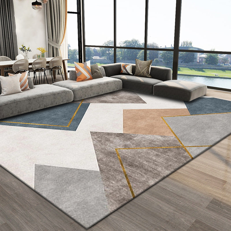 Multi Color Trendy Rug Cotton Blend Geometric Indoor Rug Non-Slip Back Easy Care Area Carpet for Bedroom Dark Gray Clearhalo 'Area Rug' 'Modern' 'Rugs' Rug' 2225976