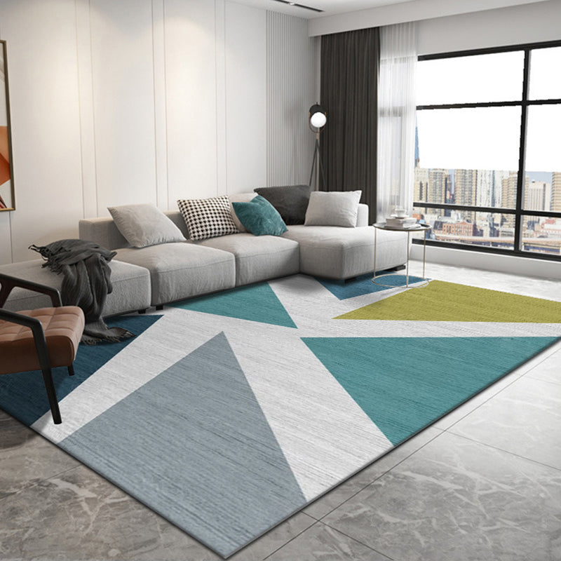 Multi Color Trendy Rug Cotton Blend Geometric Indoor Rug Non-Slip Back Easy Care Area Carpet for Bedroom Blue-Yellow Clearhalo 'Area Rug' 'Modern' 'Rugs' Rug' 2225980