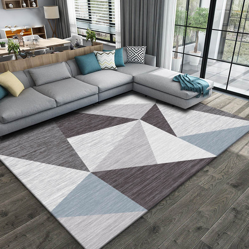 Multi Color Trendy Rug Cotton Blend Geometric Indoor Rug Non-Slip Back Easy Care Area Carpet for Bedroom Gray-Blue Clearhalo 'Area Rug' 'Modern' 'Rugs' Rug' 2225981