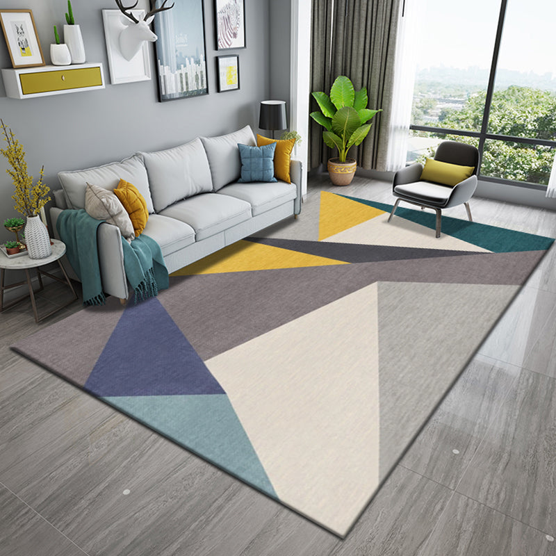 Multi Color Trendy Rug Cotton Blend Geometric Indoor Rug Non-Slip Back Easy Care Area Carpet for Bedroom Yellow Clearhalo 'Area Rug' 'Modern' 'Rugs' Rug' 2225982