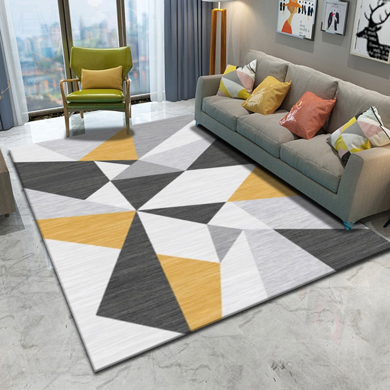 Multi Color Trendy Rug Cotton Blend Geometric Indoor Rug Non-Slip Back Easy Care Area Carpet for Bedroom Gray-Yellow Clearhalo 'Area Rug' 'Modern' 'Rugs' Rug' 2225983