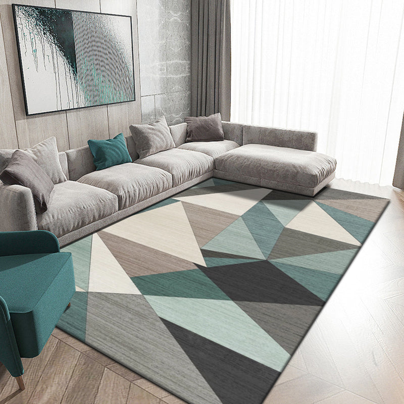 Multi Color Trendy Rug Cotton Blend Geometric Indoor Rug Non-Slip Back Easy Care Area Carpet for Bedroom Dark Green Clearhalo 'Area Rug' 'Modern' 'Rugs' Rug' 2225984