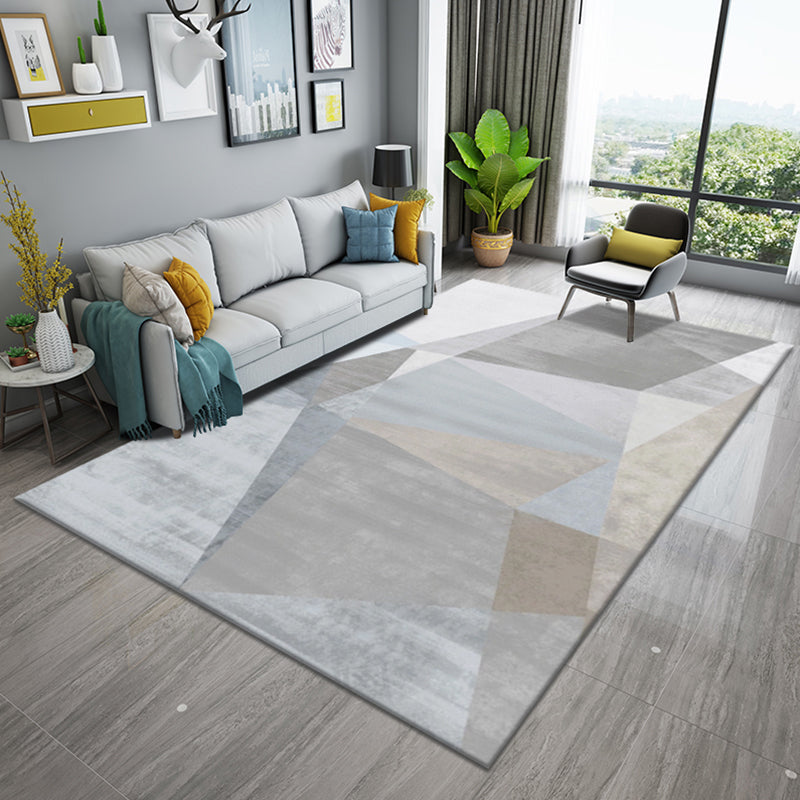 Multi Color Trendy Rug Cotton Blend Geometric Indoor Rug Non-Slip Back Easy Care Area Carpet for Bedroom Cream Gray Clearhalo 'Area Rug' 'Modern' 'Rugs' Rug' 2225985