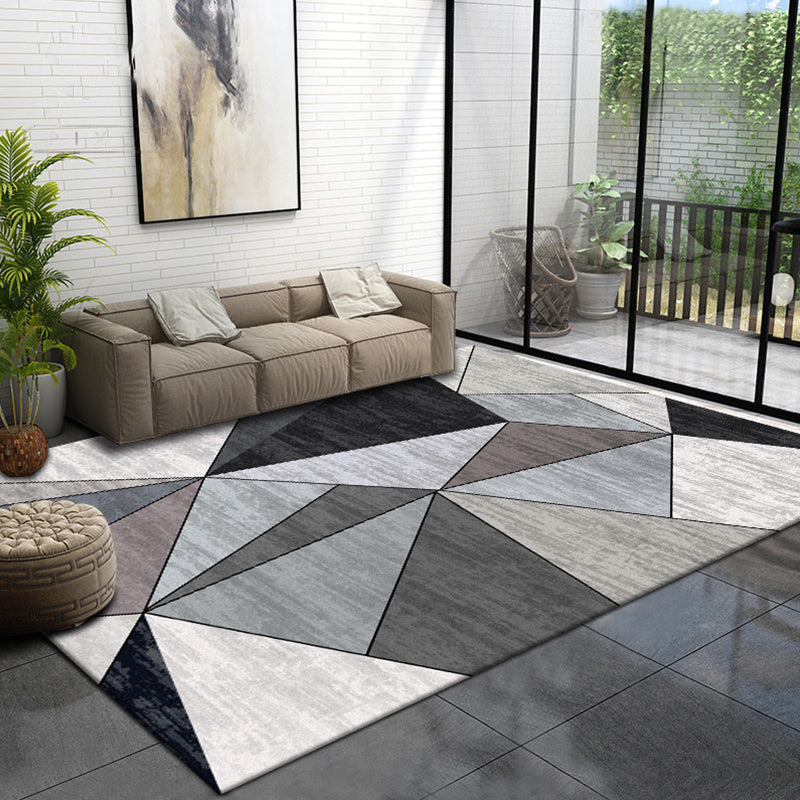 Multi Color Trendy Rug Cotton Blend Geometric Indoor Rug Non-Slip Back Easy Care Area Carpet for Bedroom Grey Clearhalo 'Area Rug' 'Modern' 'Rugs' Rug' 2225986