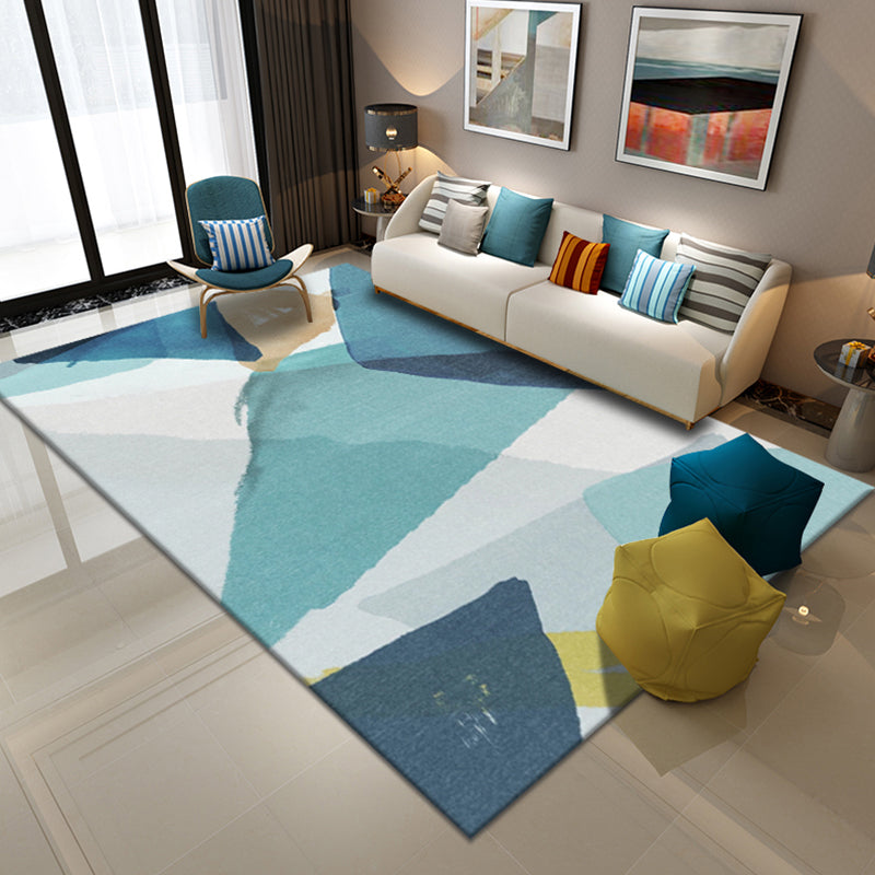 Multi Color Trendy Rug Cotton Blend Geometric Indoor Rug Non-Slip Back Easy Care Area Carpet for Bedroom Blue Clearhalo 'Area Rug' 'Modern' 'Rugs' Rug' 2225987