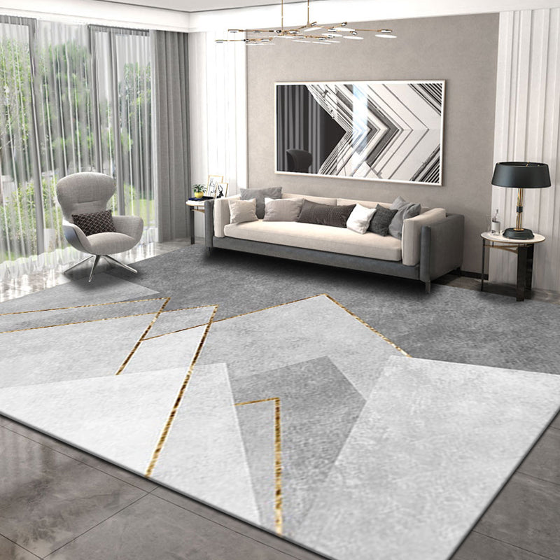 Multi Color Trendy Rug Cotton Blend Geometric Indoor Rug Non-Slip Back Easy Care Area Carpet for Bedroom Light Gray Clearhalo 'Area Rug' 'Modern' 'Rugs' Rug' 2225988