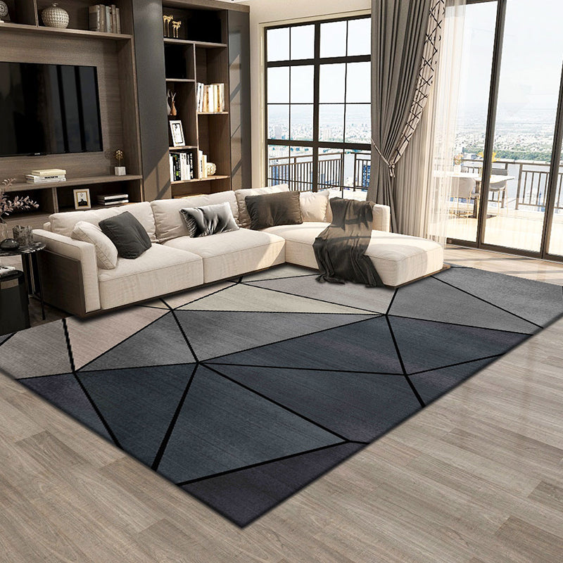 Multi Color Trendy Rug Cotton Blend Geometric Indoor Rug Non-Slip Back Easy Care Area Carpet for Bedroom Black-Gray Clearhalo 'Area Rug' 'Modern' 'Rugs' Rug' 2225989