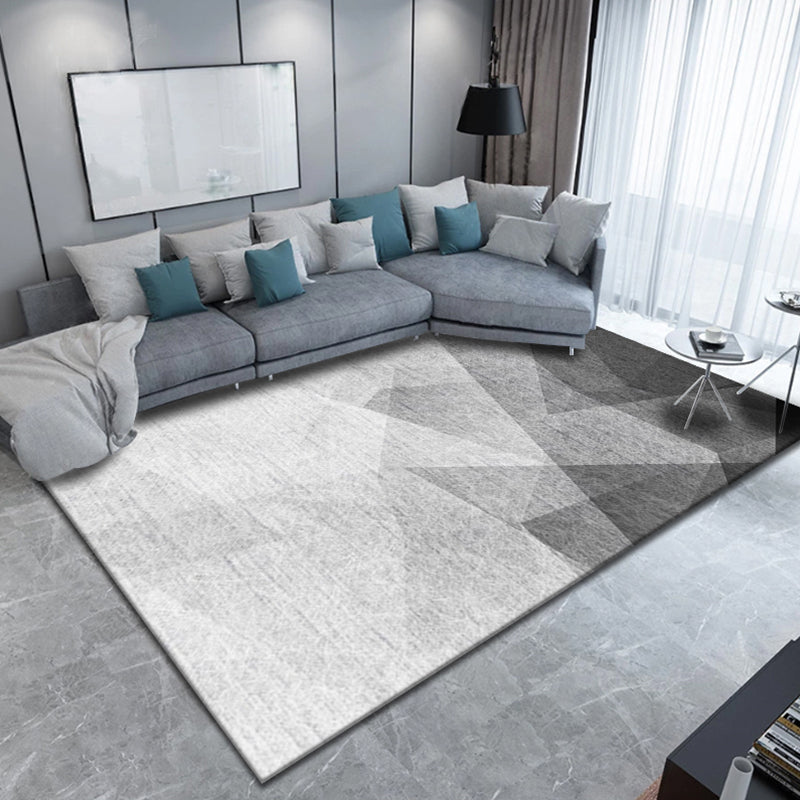 Multi Color Trendy Rug Cotton Blend Geometric Indoor Rug Non-Slip Back Easy Care Area Carpet for Bedroom Gray-White Clearhalo 'Area Rug' 'Modern' 'Rugs' Rug' 2225990