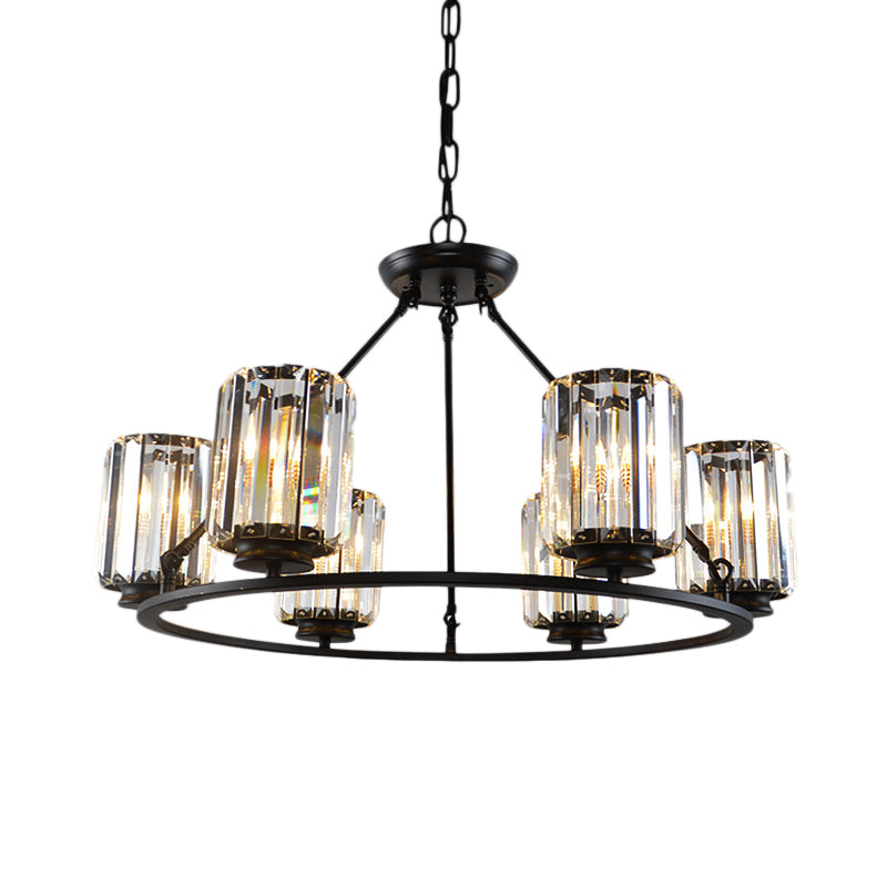 Black Round Ceiling Chandelier Contemporary Crystal 4/6/8 Lights Pendant Light Fixture with Adjustable Chain Clearhalo 'Ceiling Lights' 'Chandeliers' 'Modern Chandeliers' 'Modern' Lighting' 222600