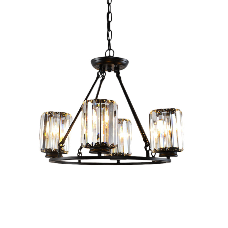 Black Round Ceiling Chandelier Contemporary Crystal 4/6/8 Lights Pendant Light Fixture with Adjustable Chain Clearhalo 'Ceiling Lights' 'Chandeliers' 'Modern Chandeliers' 'Modern' Lighting' 222604