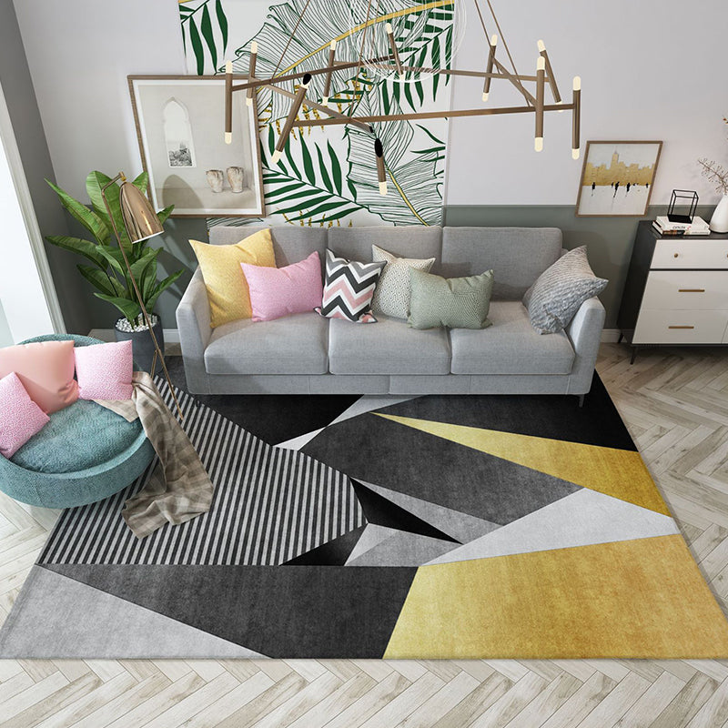 Trendy Home Decor Rug Multi-Color Geometric Area Carpet Polypropylene Anti-Slip Pet Friendly Rug Gray-Yellow Clearhalo 'Area Rug' 'Modern' 'Rugs' Rug' 2226099