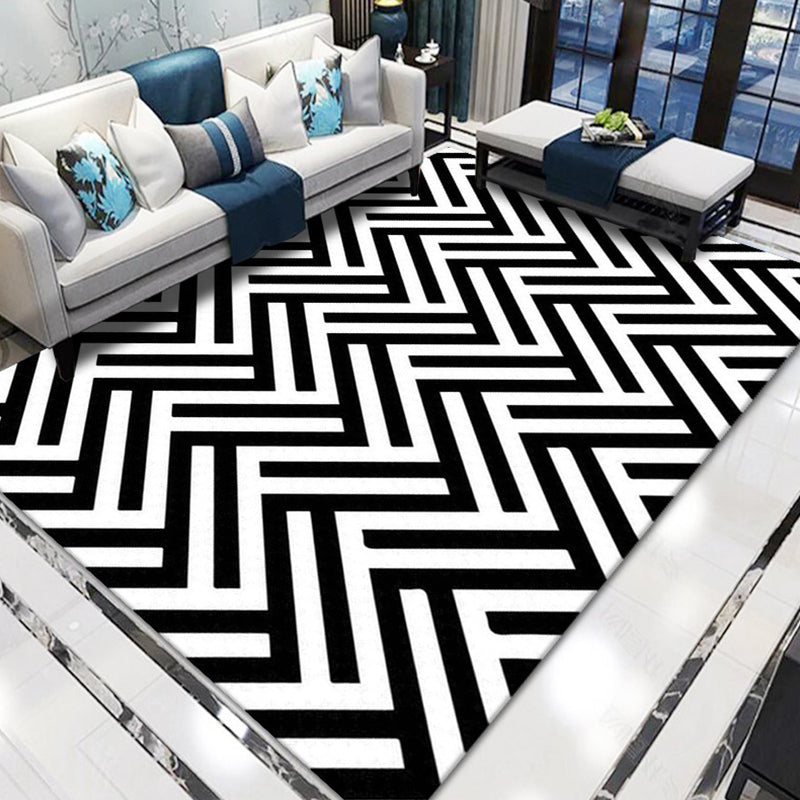 Contemporary Living Room Rug Multicolor Geo Printed Area Rug Polyster Pet Friendly Easy Care Carpet Black-White Clearhalo 'Area Rug' 'Modern' 'Rugs' Rug' 2226178