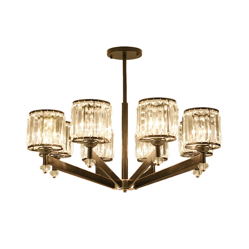 Modernism Starburst Pendant Chandelier Crystal 3/6/8 Lights Hanging Ceiling Light in Black Clearhalo 'Ceiling Lights' 'Chandeliers' 'Glass shade' 'Glass' 'Modern Chandeliers' 'Modern' Lighting' 222630