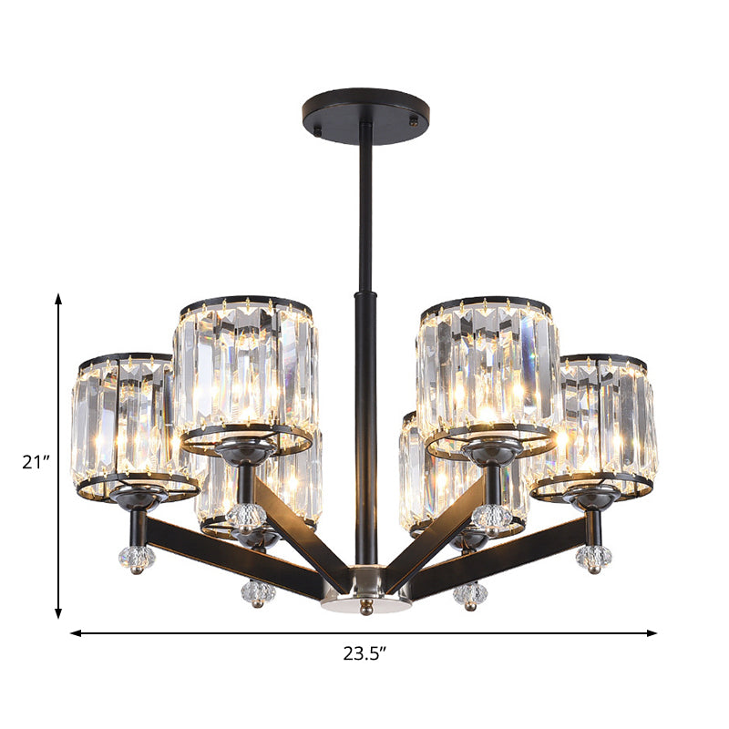 Modernism Starburst Pendant Chandelier Crystal 3/6/8 Lights Hanging Ceiling Light in Black Clearhalo 'Ceiling Lights' 'Chandeliers' 'Glass shade' 'Glass' 'Modern Chandeliers' 'Modern' Lighting' 222635