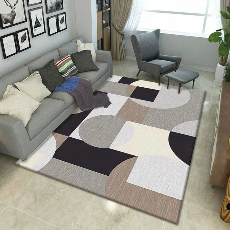 Multi Colored Bedroom Rug Luxury Geo Printed Area Rug Polypropylene Non-Slip Washable Carpet Black-White Clearhalo 'Area Rug' 'Modern' 'Rugs' Rug' 2226428