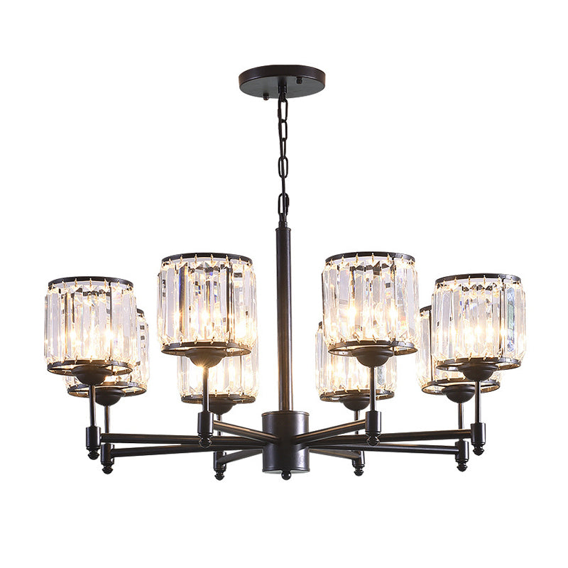 3/6/8 Lights Radial Pendant Chandelier Contemporary Crystal Hanging Light in Black for Bedroom Clearhalo 'Ceiling Lights' 'Chandeliers' 'Modern Chandeliers' 'Modern' Lighting' 222643