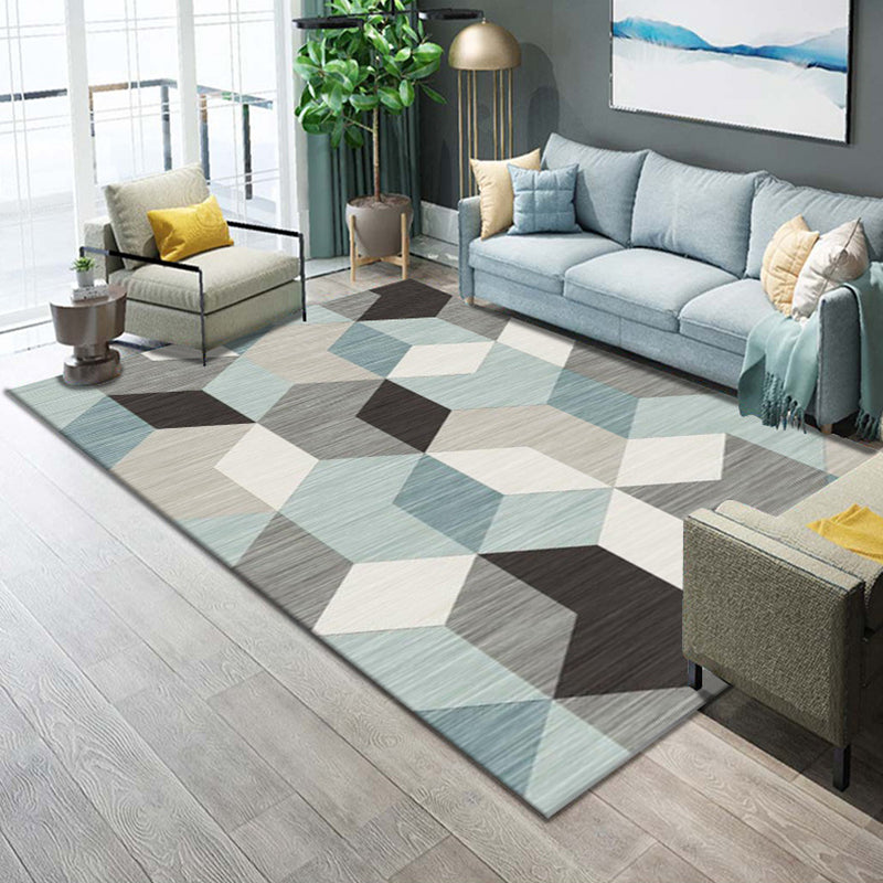 Multi Colored Bedroom Rug Luxury Geo Printed Area Rug Polypropylene Non-Slip Washable Carpet Gray-Black Clearhalo 'Area Rug' 'Modern' 'Rugs' Rug' 2226430