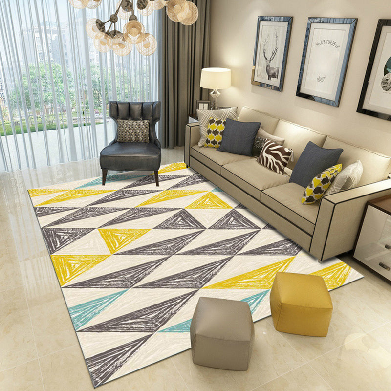 Casual Living Room Rug Multi Color Geo Printed Area Carpet Polypropylene Anti-Slip Washable Rug Yellow Clearhalo 'Area Rug' 'Modern' 'Rugs' Rug' 2226443