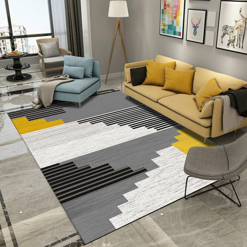 Casual Living Room Rug Multi Color Geo Printed Area Carpet Polypropylene Anti-Slip Washable Rug Gray-Yellow Clearhalo 'Area Rug' 'Modern' 'Rugs' Rug' 2226448