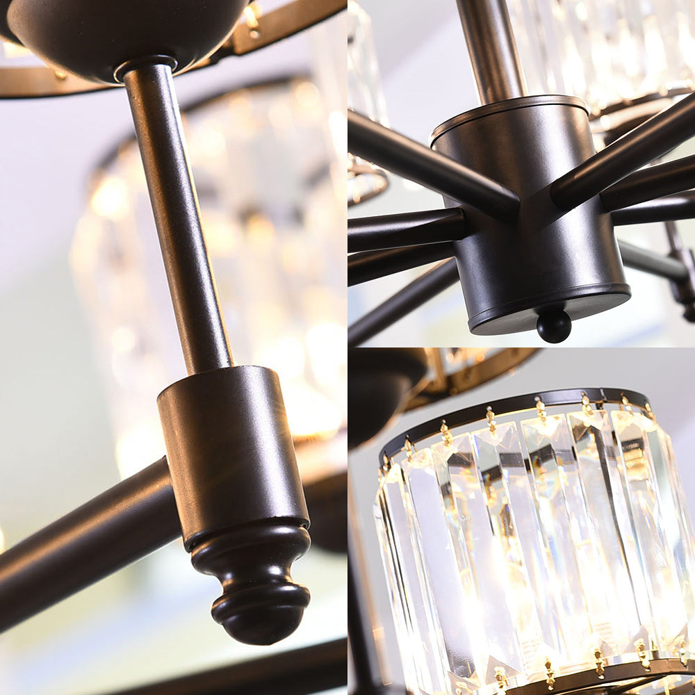 3/6/8 Lights Radial Pendant Chandelier Contemporary Crystal Hanging Light in Black for Bedroom Clearhalo 'Ceiling Lights' 'Chandeliers' 'Modern Chandeliers' 'Modern' Lighting' 222645