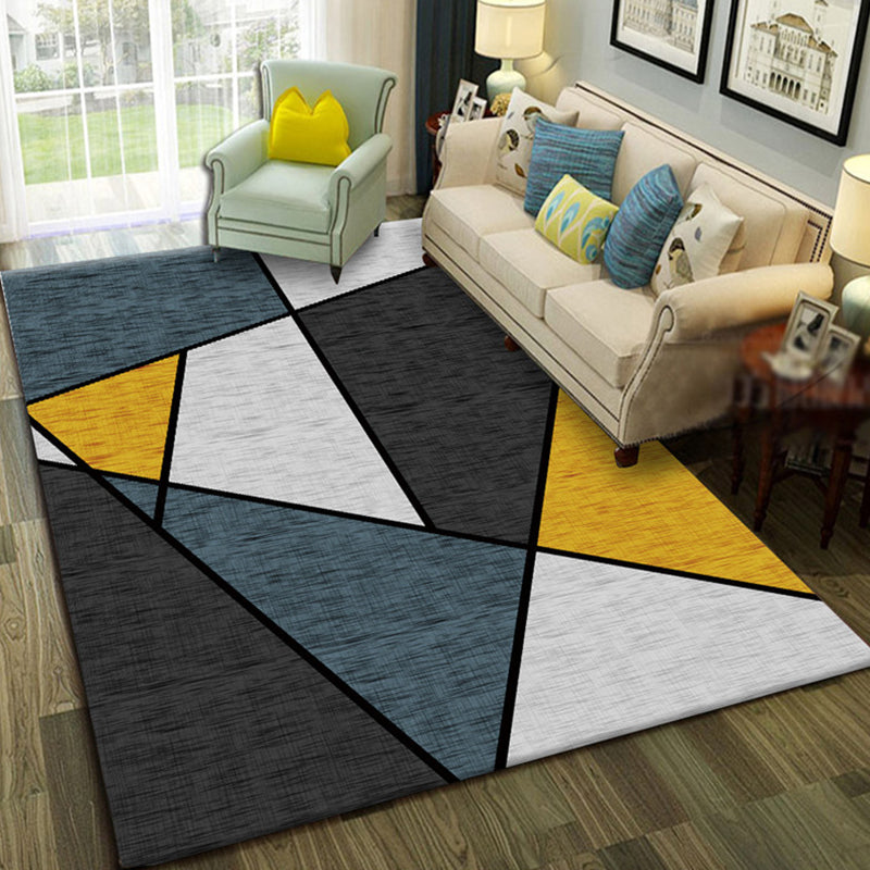 Modern Geo Pattern Rug Multi Colored Cotton Blend Area Carpet Non-Slip Pet Friendly Indoor Rug for Parlor Yellow Clearhalo 'Area Rug' 'Modern' 'Rugs' Rug' 2226451