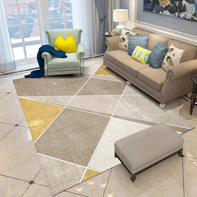 Modern Geo Pattern Rug Multi Colored Cotton Blend Area Carpet Non-Slip Pet Friendly Indoor Rug for Parlor Khaki Clearhalo 'Area Rug' 'Modern' 'Rugs' Rug' 2226459