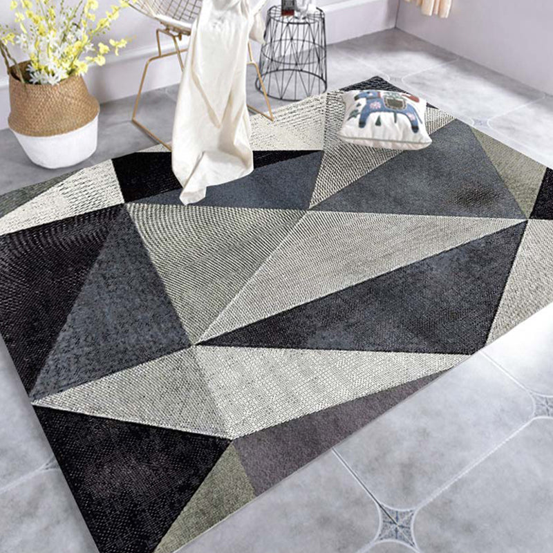 Modern Geo Pattern Rug Multi Colored Cotton Blend Area Carpet Non-Slip Pet Friendly Indoor Rug for Parlor Black Clearhalo 'Area Rug' 'Modern' 'Rugs' Rug' 2226462