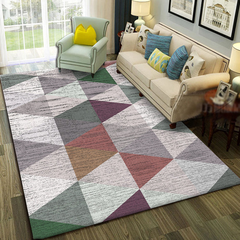 Modern Geo Pattern Rug Multi Colored Cotton Blend Area Carpet Non-Slip Pet Friendly Indoor Rug for Parlor Pink Clearhalo 'Area Rug' 'Modern' 'Rugs' Rug' 2226468