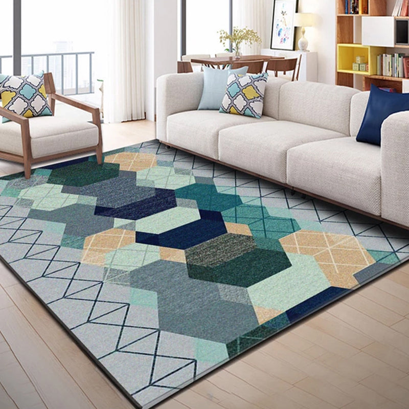 Modern Geo Pattern Rug Multi Colored Cotton Blend Area Carpet Non-Slip Pet Friendly Indoor Rug for Parlor Clearhalo 'Area Rug' 'Modern' 'Rugs' Rug' 2226471