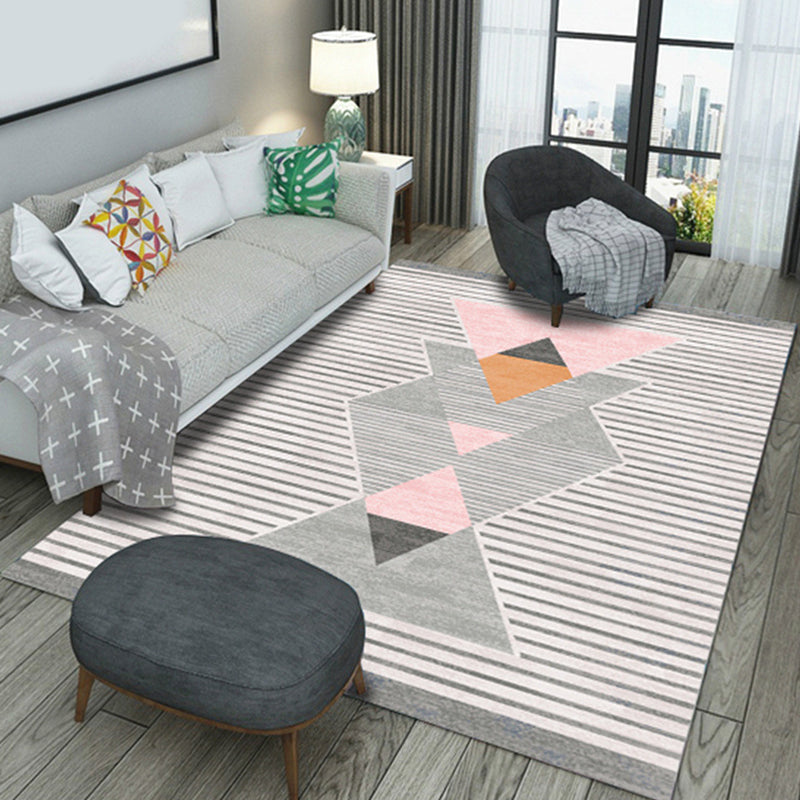 Modern Geo Pattern Rug Multi Colored Cotton Blend Area Carpet Non-Slip Pet Friendly Indoor Rug for Parlor Clearhalo 'Area Rug' 'Modern' 'Rugs' Rug' 2226476