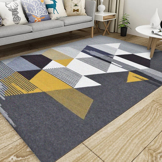 Modern Geo Pattern Rug Multi Colored Cotton Blend Area Carpet Non-Slip Pet Friendly Indoor Rug for Parlor Dark Gray Clearhalo 'Area Rug' 'Modern' 'Rugs' Rug' 2226477