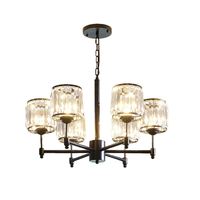 3/6/8 Lights Radial Pendant Chandelier Contemporary Crystal Hanging Light in Black for Bedroom Clearhalo 'Ceiling Lights' 'Chandeliers' 'Modern Chandeliers' 'Modern' Lighting' 222648